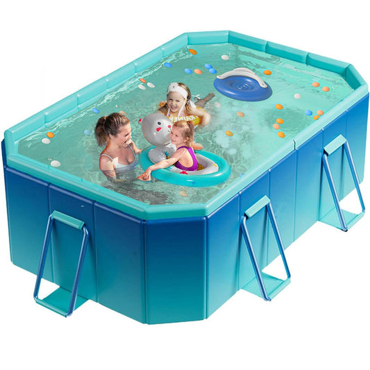 122" Non-Inflatable Foldable Swimming Pool for Family, Portable Above Ground Pool for Adults & Kids, Easy Setup for Outdoor, Backyard, Garden, Camping - Durable PVC(122"×65"×20", Std)